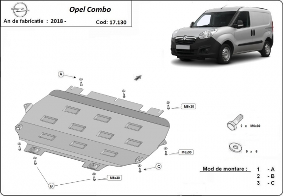 Protetor de Carter de aço Opel Combo E 