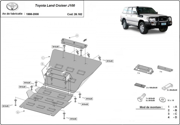 Protetor de Carter de aço Toyota Land Cruiser J100