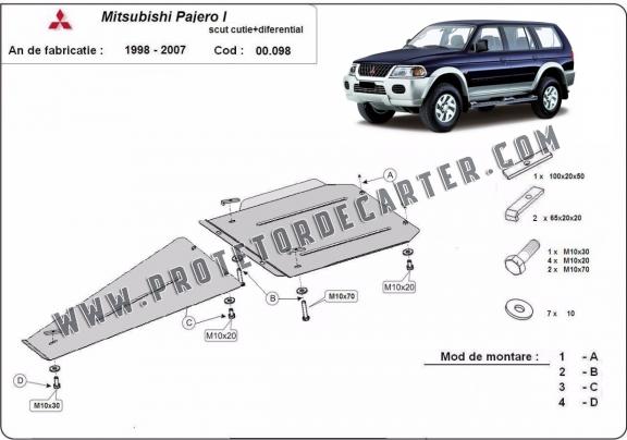 Protetor de aço para caixa de velocidades e diferencial Mitsubishi Pajero Sport 1