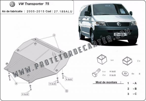 Protetor de Carter de alumínio Volkswagen Transporter T5 Caravelle