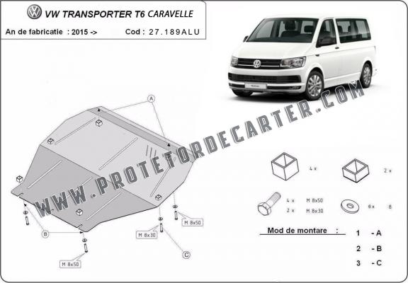 Protetor de Carter de alumínio Volkswagen Transporter T6 Caravelle