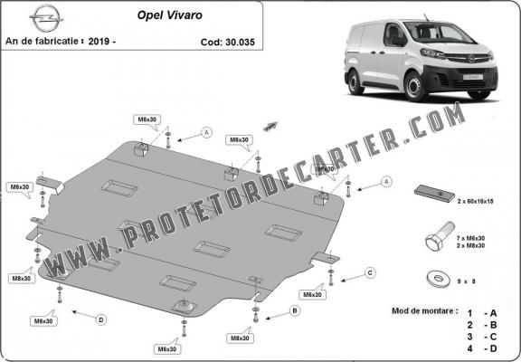 Protetor de Carter de aço Opel Vivaro C 