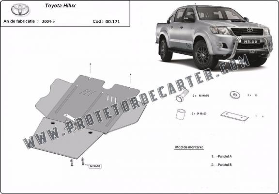 Protetor de aço para caixa de engrenagens e filtro de partículas Toyota Hilux 