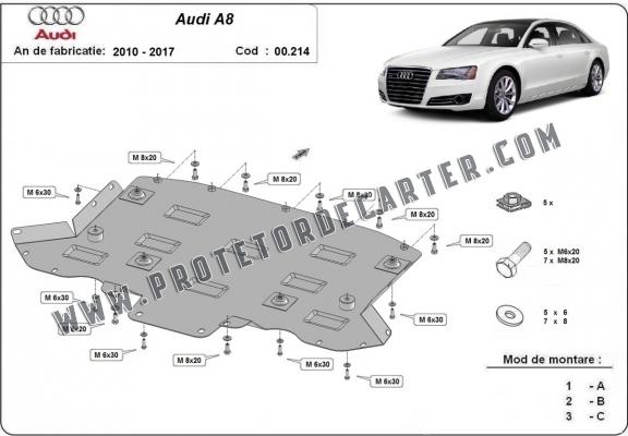  Protetor de caixa de velocidades de aço Audi A8