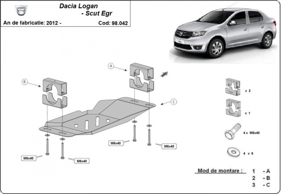 Protetor de aço para o sistema Stop & Go Dacia Logan 2
