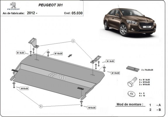 Protetor de Carter de aço Peugeot 301