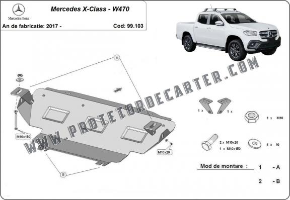 Protetor de aço para radiador Mercedes X-Class W470
