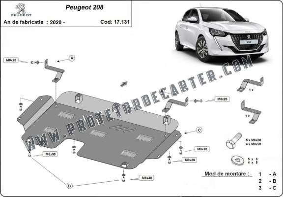 Protetor de Carter de aço Peugeot 208