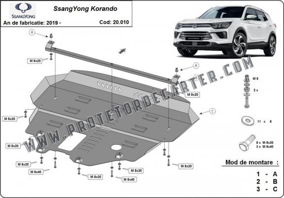 Protetor de Carter de aço SsangYong Korando