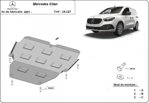Protetor de Carter de aço Mercedes Citan W420