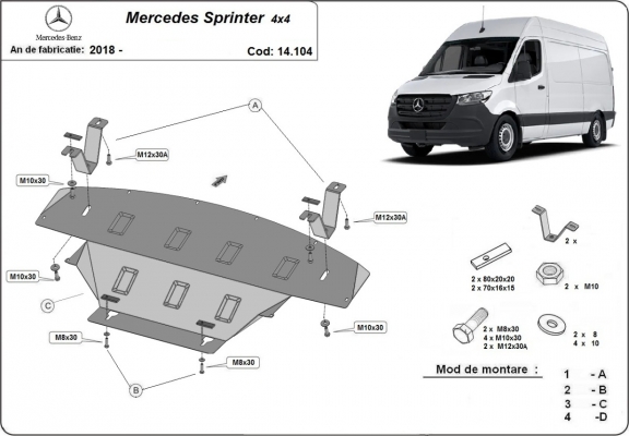 Protetor de Carter de aço Mercedes Sprinter 907 4x4
