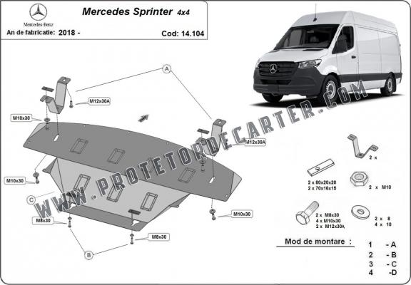 Protetor de Carter de aço Mercedes Sprinter 907 4x4