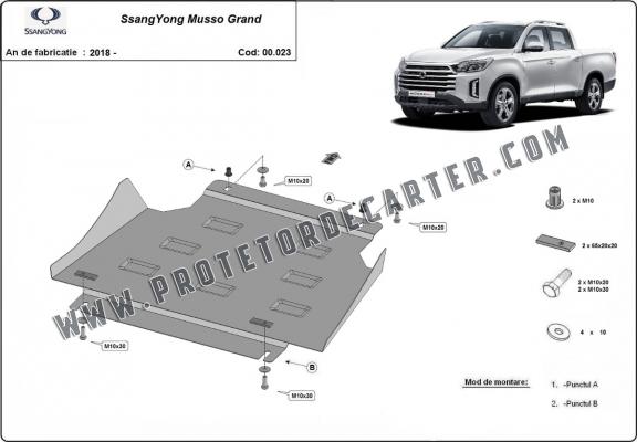  Protetor de caixa de velocidades de aço Ssangyong Musso Grand