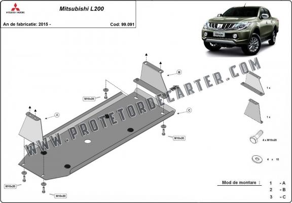 Protetor de aço para o tanque de combustível Mitsubishi L 200