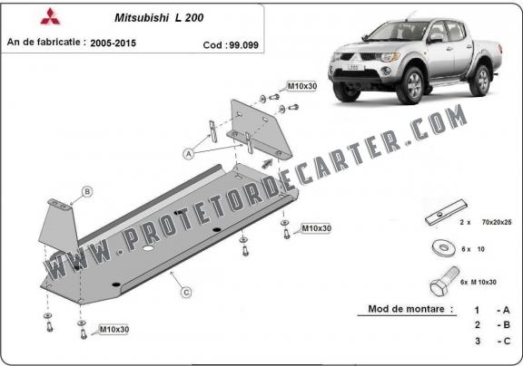 Protetor de aço para o tanque de combustível Mitsubishi L 200