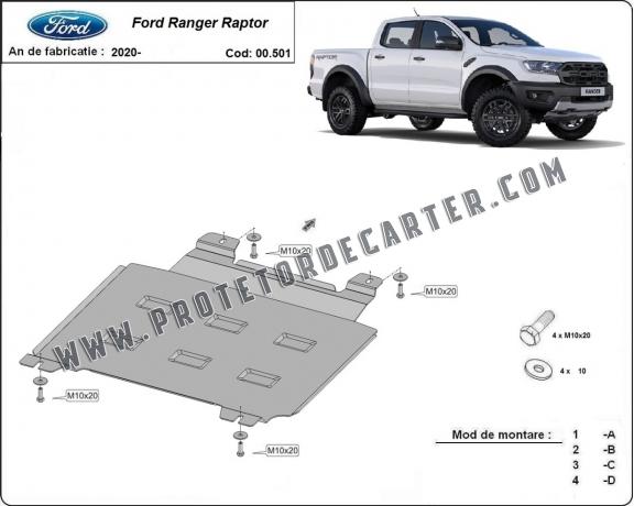  Protetor de caixa de velocidades de aço  Ford Ranger Raptor