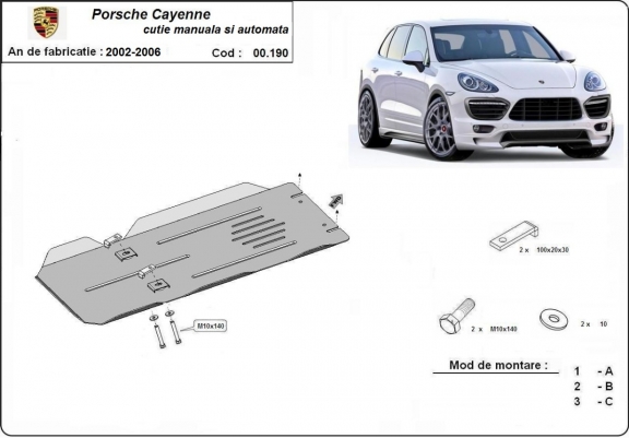  Protetor de caixa de velocidades manual e automático de aço  Porsche Cayenne