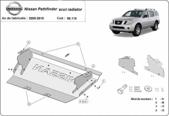 Protetor de aço para radiador Nissan Pathfinder