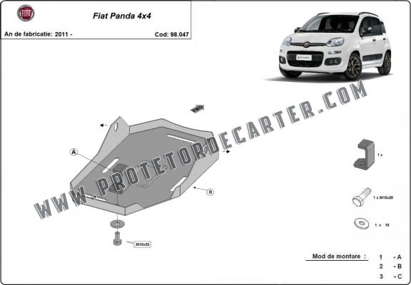  Protetor diferencial de aço Fiat Panda 4x4