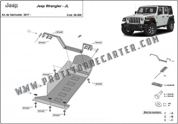 Protetor de Carter de aço Jeep Wrangler - JL