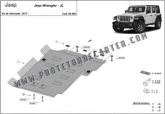  Protetor de caixa de velocidades de aço Jeep Wrangler - JL