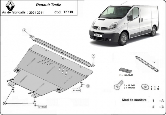 Protetor de Carter de aço Renault Trafic 2 