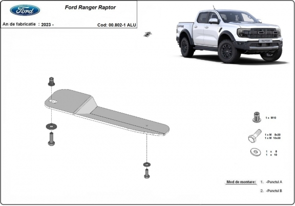 Protetor para o filtro de combustível Ford Ranger Raptor - Alumínio 