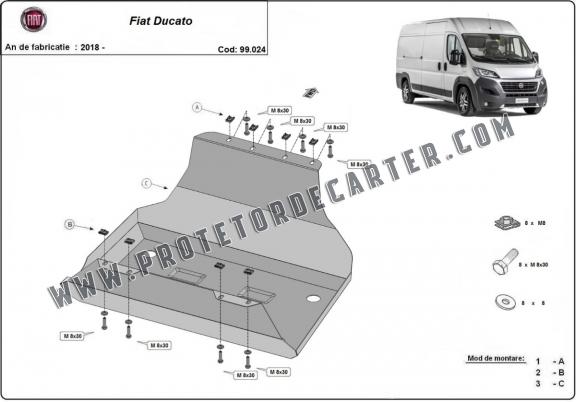 Protetor de aço para o tanque de combustível Fiat Ducato