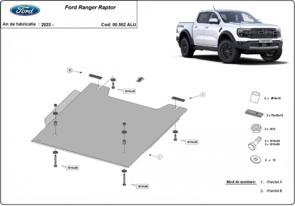 Protetor  para caixa de transferência Ford Ranger Raptor- Alumínio