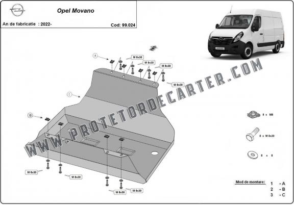 Protetor de aço para o tanque de combustível Opel Movano