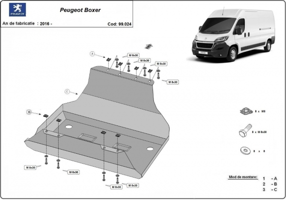 Protetor de aço para o tanque de combustível Peugeot Boxer
