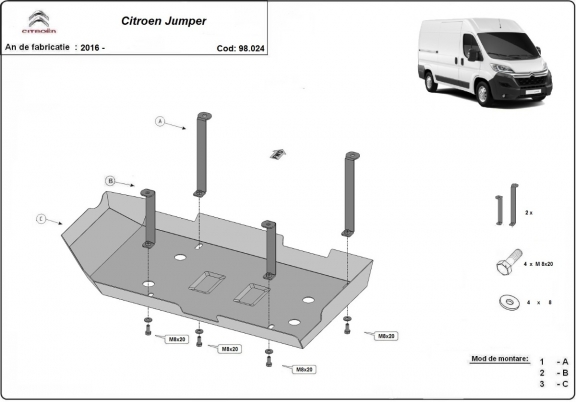 Protetor de aço tanque AdBlue Citroen Jumper