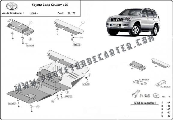 Protetor de Carter de alumínio Toyota Land Cruiser J120