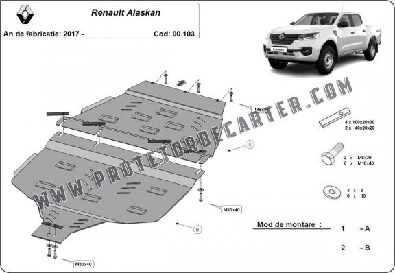  Protetor de caixa de velocidades de aço Renault Alaskan
