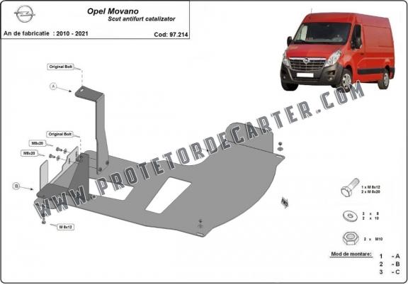 Protetor de conversor catalítico/cat lock Opel Movano B 