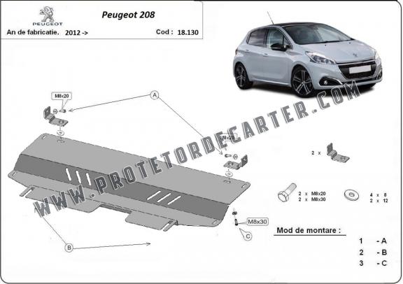 Protetor de Carter de aço Peugeot 208