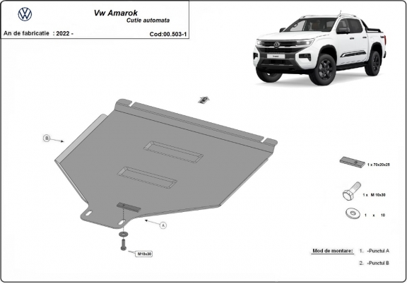  Protetor de caixa de velocidades automática de aço Volkswagen Amarok 2 