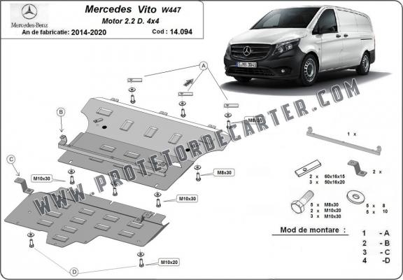 Protetor de Carter de aço Mercedes Vito W447, 2.2 D, 4x4