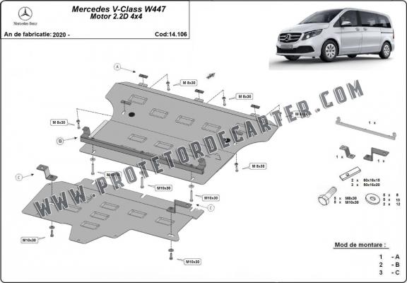 Protetor de Carter de aço Mercedes V-Class W447, 2.2 D, 4x4