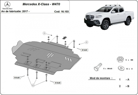 Protetor de Carter de aço Mercedes X-Class W470
