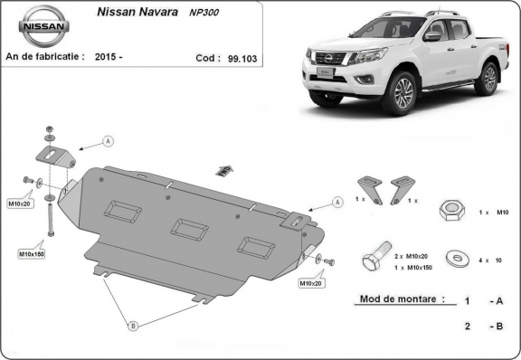 Protetor de aço para radiador Nissan Navara NP300 - D23