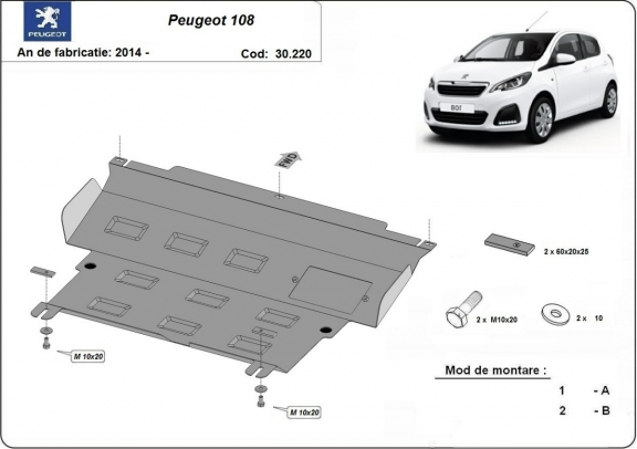 Protetor de Carter de aço Peugeot 108