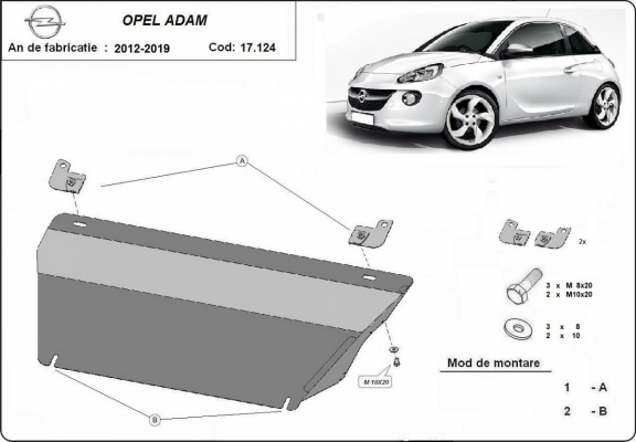 Protetor de Carter de aço Opel Adam