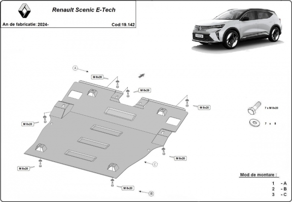 Protetor de Carter de aço Renault Scenic E-Tech