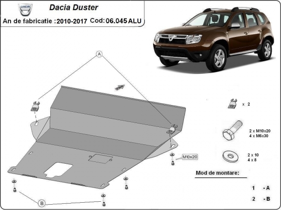 Protetor de Carter de alumínio Dacia Duster