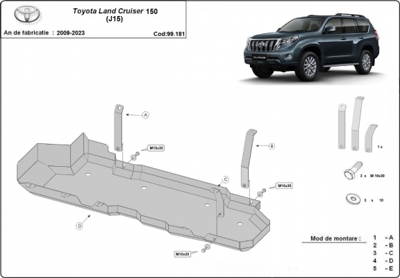 Protetor de aço para o tanque de combustível Toyota Land Cruiser J150