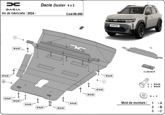 Protetor de Carter de aço Dacia Duster - 4x2