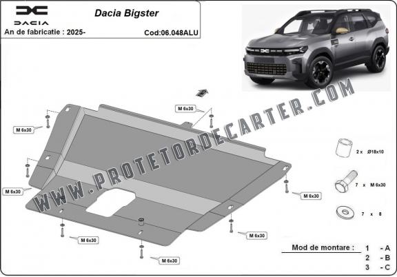 Protetor de Carter de alumínio Dacia Bigster- 4x4 + 4x2