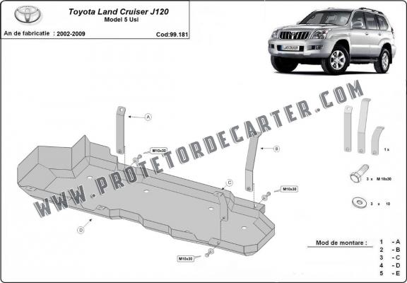 Protetor de aço para o tanque de combustível Toyota Land Cruiser J120 - apenas para o modelo de 5 portas