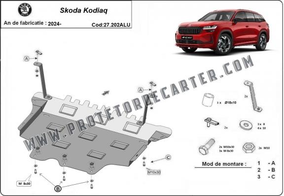 Protetor de Carter de alumínio Skoda Kodiaq